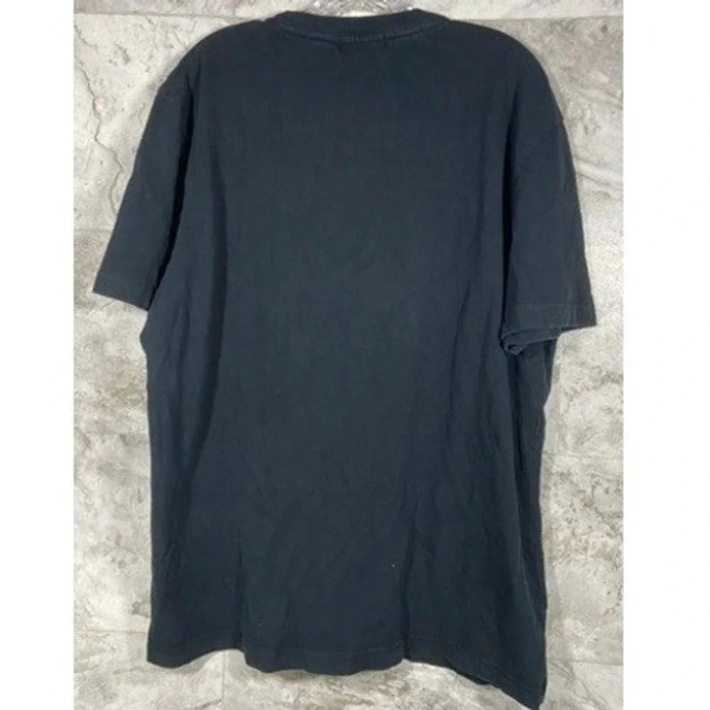 True Religion Men's Short Sleeve Henley Shirt Black Cotton Logo XL